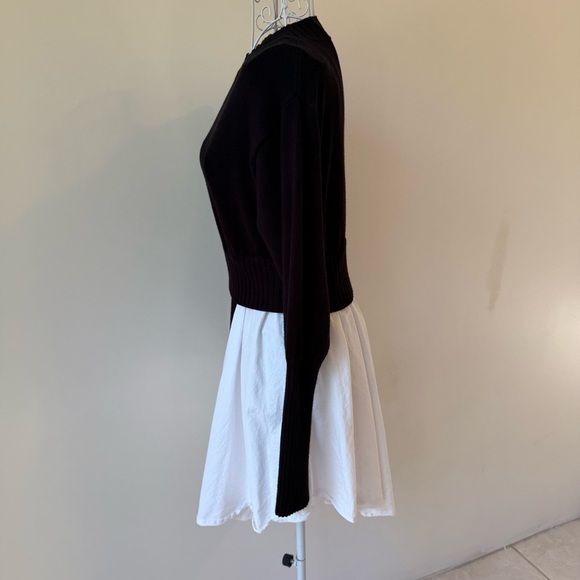 AVANTLOOK Spliced Crewneck Sweater tunic crew neck long sleeve black white SZ S - Picture 6 of 11